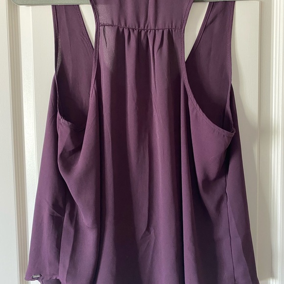 Garage - Plum Sheer Button Down Blouse - Picture 5 of 12